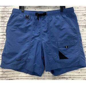 Eddie Bauer Shorts Mens Large Blue Amphib Quick Dry UPF 50 Belted Mesh Lined